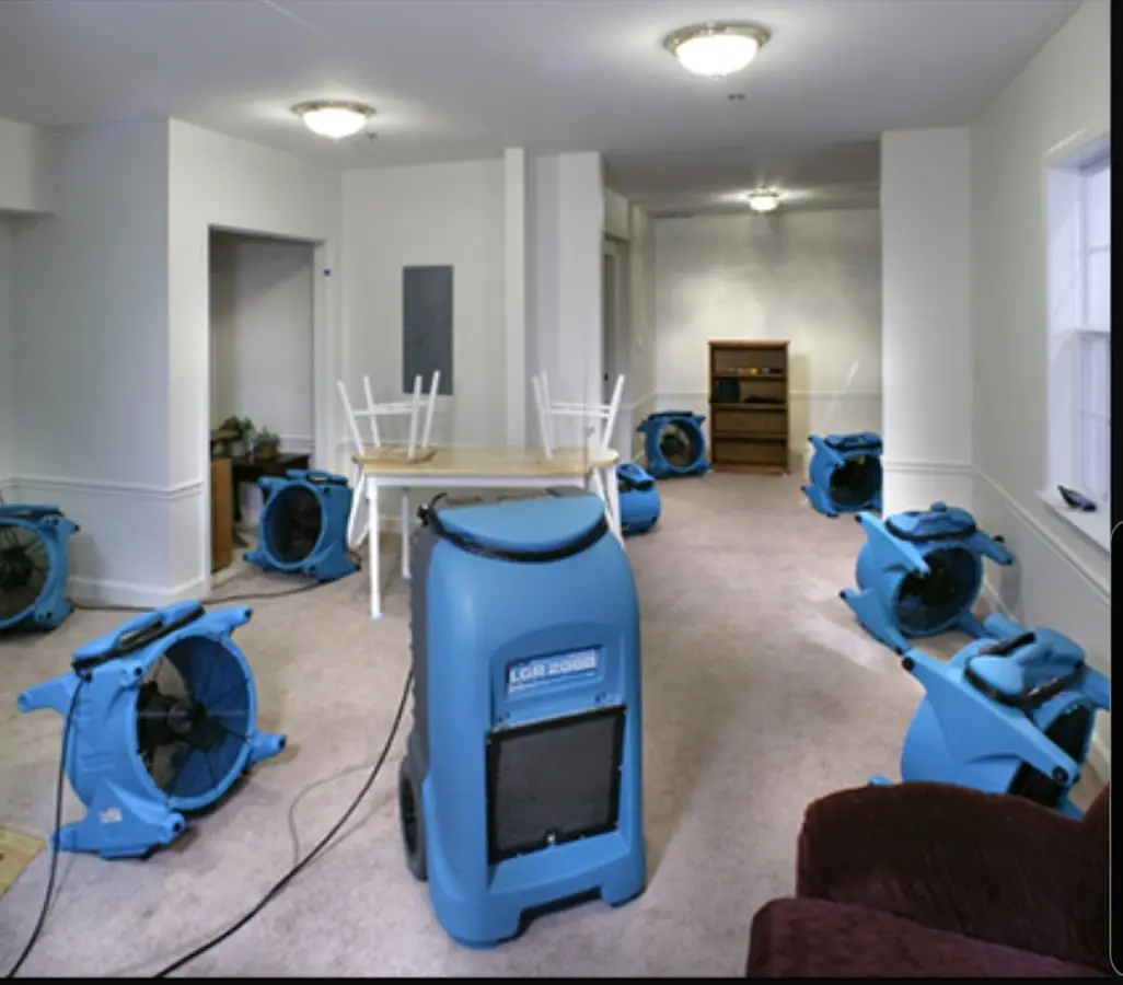Air movers and dehumidifier setup for Water Extraction & Removal in Baytown